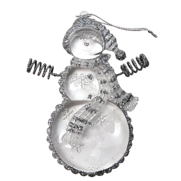 Vintage Avon Acrylic Glass Snowman & Reindeer Christmas Ornament Gold Silver - Picture 6 of 10